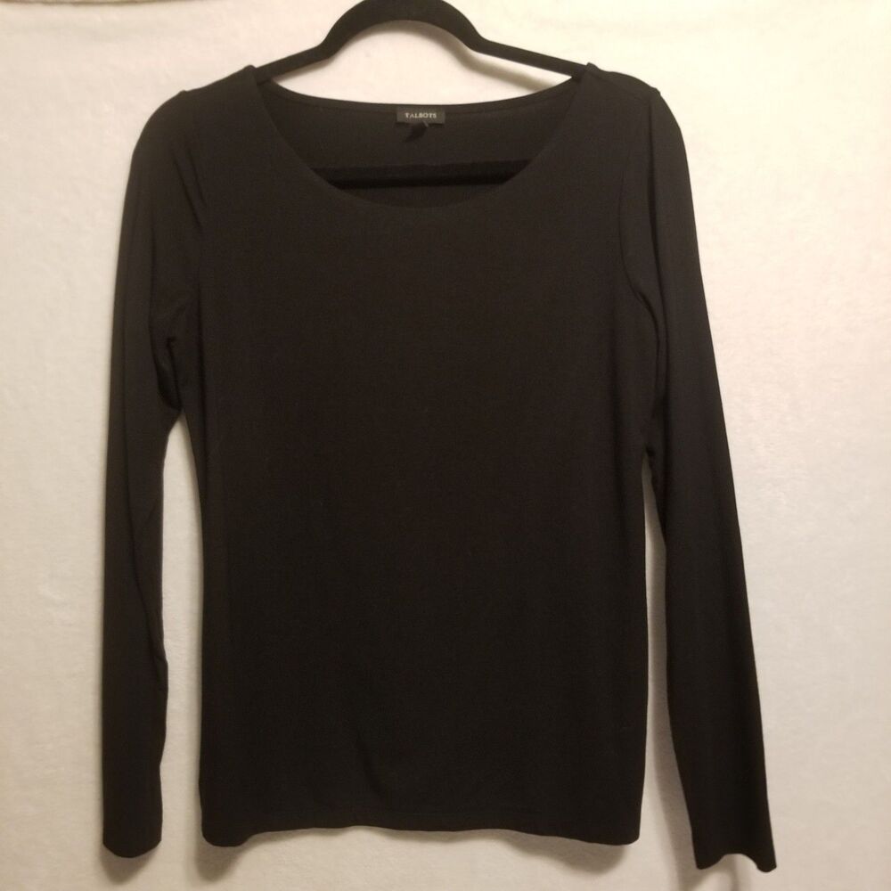 Talbots Small Top Lot Of 2 Long Sleeve Tee Red Cotton Black Rayon Classic Basic - Picture 4 of 9